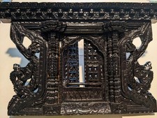 Nepal wood carving window opens, 14 x 8.5