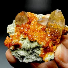 76gm Smoky Quartz+Spessartine Garnet on Matrix,Tongbei,Fujian,China picture