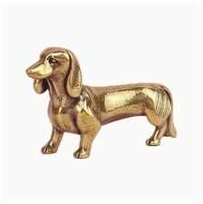 BRASS MINIATURES-1 Piece - Cute Little Dachshund Brass Figurine picture
