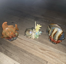 3-Piece Fish Figurine Set - Fish Animal Figurines Collection Lot picture
