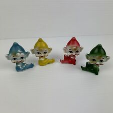 Vintage Ceramic Pixie Set Sitting Figurine Made in Japan Christmas Elf 1950’s picture