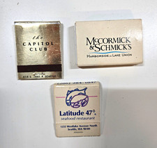 Vntg Seattle Restaurant Matchbooks Lot of 3 Latitude 47, Capitol Club picture