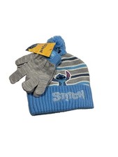 Disney Stitch Light Blue Knit Hat & Gloves Set with Pom Pom & Character Patch picture
