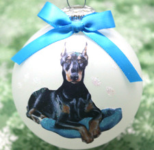 D259 Hand-made Christmas Ornament dog Doberman Pinscher - regal laying pillow picture