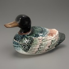 Kim Yikyung Korean Studio Pottery Duck Tureen Lidded Dish Hand Painted picture