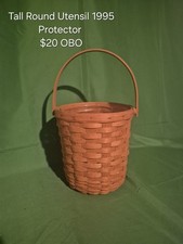 Longaberger 1995 Tall Round Utensil Basket with Protector picture