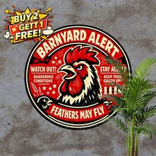 Funny Farmhouse Warning Round Metal Tin Sign Home Wall Art Plaque Decor 8x8 picture
