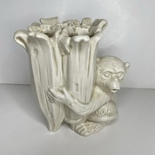 Vintage Fitz & Floyd Monkey Vase White Ceramic RARE Estate 1970s picture