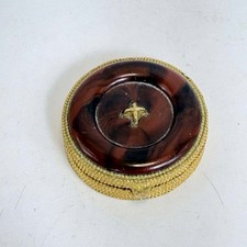 Vintage Estee Lauder Azuree Solid Perfume Compact Tortoise Button Gold Tone picture