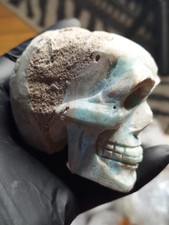 392g Natural Blue Hemimorphite Crystal Skull Hand Carved  Healing Specimen  picture