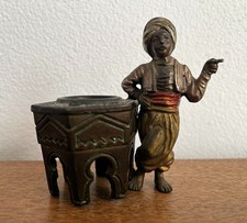 Antique Franz Bergman's School Austrian Cold Painted  Boy with table c1900 picture
