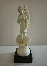 Vtg A Santini Birth of Venus Statue Italy Alabaster Marble Sculpture Nude Shell picture