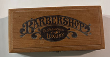 BARBERSHOP OLD FASHIONED LUXURY GOLD RAZOR IN WOOD BOX picture