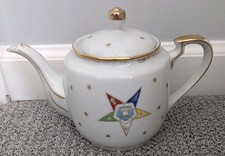 Lefton Masonic Order of the Eastern Star OES Hand Painted Teapot Gilded Japan picture