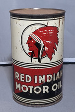 Vintage Red Indian Motor Oil Can Quart 1 Qt. McColl-Frontenac ~7