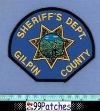 GILPIN COUNTY SHERIFF COLORADO Shoulder Patch MOUNTAIN STREAM TROUT FISHERMAN 4N picture