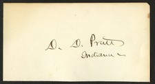 Daniel Pratt d1877 signed autograph 3x5 cut Commisioner IRS US Senator Indiana ^ picture