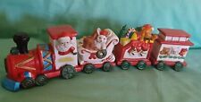 Vintage Hand Painted Porcelain Bisque Christmas Train Santa Claus Toys  picture
