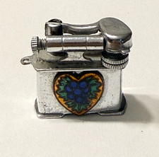 Vintage Mini Pocket Lighter Made In Occupied Japan Enamel Heart Grapes Charm 40s picture