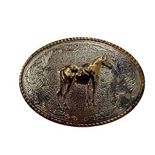 Horse Silver gold plated ornate Heritage Collection Aminco belt buckle Western picture