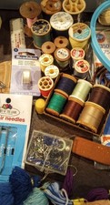 Big Vintage Sewing Lot Scissors Thread Buttons Needles Hooks Embroidery Notions picture