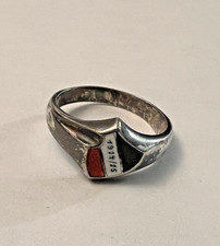 Antique 1914 - 1915 WWI German 800 Silver Enamel War Soldier Patriotic Flag Ring picture
