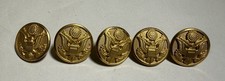 5 Vintage US Army Great Seal Eagle Brass Coat Buttons Waterbury W21 picture