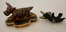 Two Vintage Scottie Scotty Terrier Dog Ashtray Dish Germany Decor RARE picture