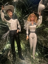 2ct 2026 Western Ken & Barbie Cowboy, Mattel Christmas Tree Ornament, New w Tag picture