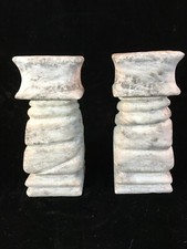 Pair of Layered Alabaster Candlestick Holders 5-1/2