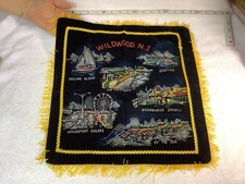 Vintage Wildwood N.J. Souvenir Velvet Pillow Cover Sailing Boating Boardwalk picture