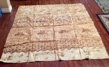 Vintage Authentic Tonga Island Tongan Ngatu Tapa Bark Cloth Large(7 Ft4”x 6Ft3”) picture
