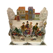 1960’s Bx/6 Am Greetings 3D pop-up Christmas Card Victorian Style 9x9.5 NOS Vtg picture