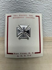 Vtg Ira Green Insignia WWII US Army Marksman Double Lapel Pin Badge Silver Tone picture