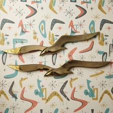 Brass Flying Seagulls Birds Vintage Wall Hanging Mid Century Modern MCM 25
