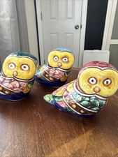 hand-painted Baiocco ceramic Owl figurines, from the Umbria region of Italy. picture