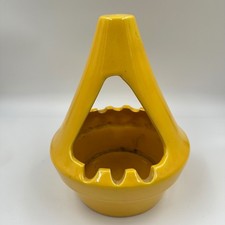 VTG California USA Pottery 1943 Yellow Hanging Ashtray MCM Retro Atomic Ceramic picture