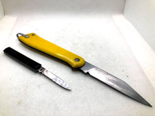 Lot of 2 Vintage Pocket Knives USSR NSZ Yellow & Mikov Czechoslovakia Inox picture