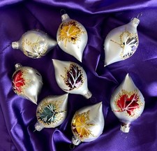 Christmas Classics VINTAGE GLASS LEAF ORNAMENTS Europe, Fall, Autumn, Maple, Oak picture