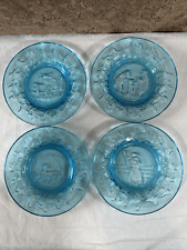 Vintage Tiara Glass Chili’s Nursery Rhyme Plates Blue Three Bears Little Bo Peep picture