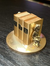 Vintage Hollywood Regency Cherub Angel Gold Gilt Book Brass Matchbook Holder picture
