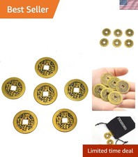 Elegant 6pc Brass I Ching Divination Coins | Feng Shui Success Enhancer 1.1” picture
