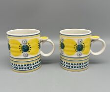 Anthropologie Biscuit Series Yellow And Blue Ceramic Cups Mugs Set Of 2 picture