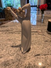 Lladro Yawning Boy Porcelain Figure Statue White Nightgown VTG picture