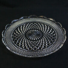 Anchor Hocking Wexford Clear Glass Serving Cake Plate Platter Cupped Edge picture