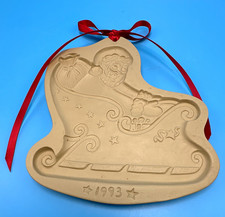 Vintage 1993 Brown Bag Cookie Art Santa Sleigh Christmas Stoneware Mold picture