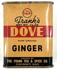Vintage FRANKS'S Dove Brand Ground Ginger Tin w/ Contents - Cincinatti, OH picture