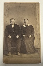 Antique Victorian Cabinet Card Couple Portrait McLain Photographer Logan Ohio picture