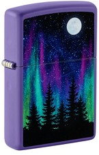 Zippo Northern Lights Design Purple Matte Windproof Pocket Lighter, 48565 picture