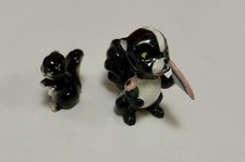 Vintage MCM Bone China Skunk Miniature Mama & Baby Figurines picture